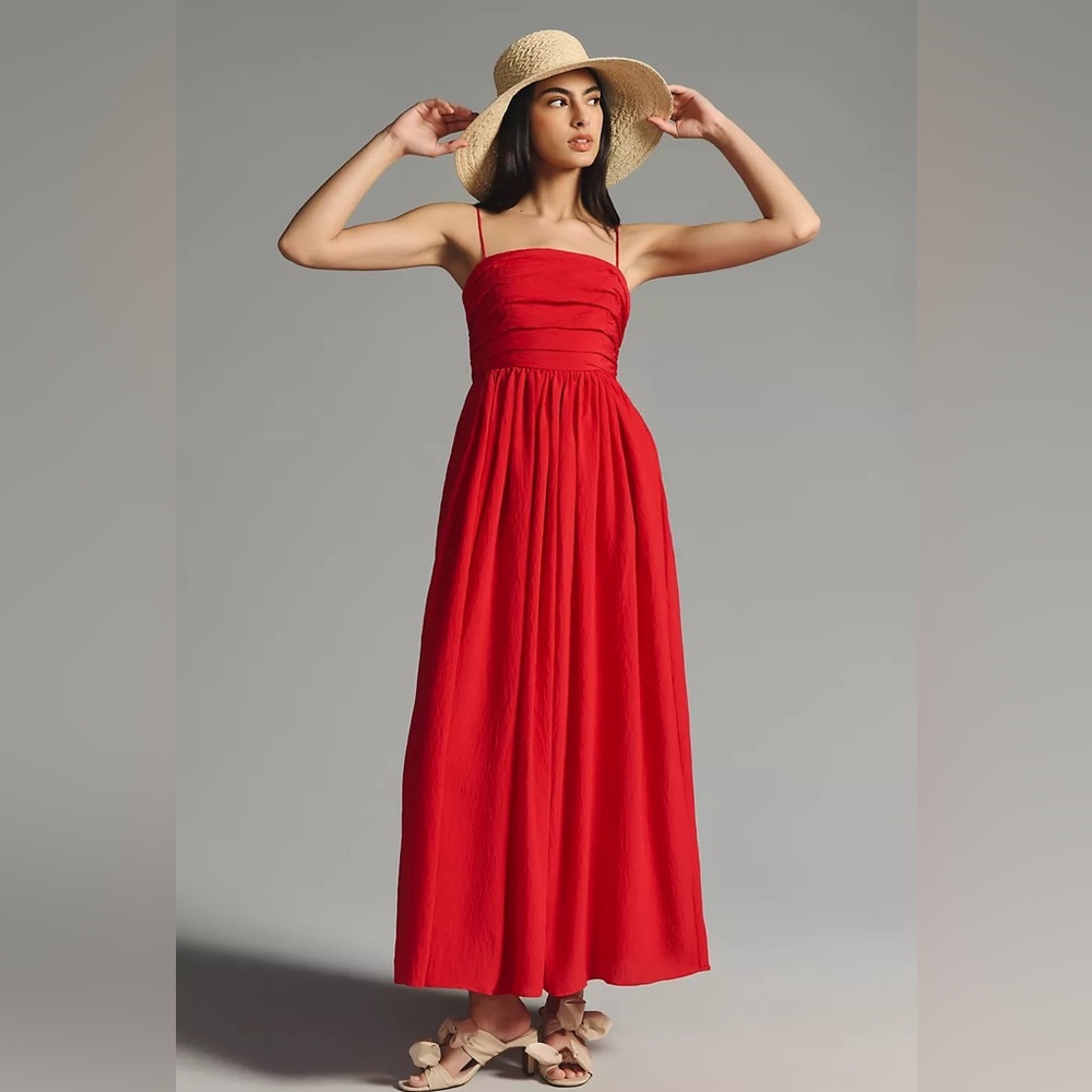 ANTHROPOLOGIE The Lorelei Ruched-Bodice Midi Dress